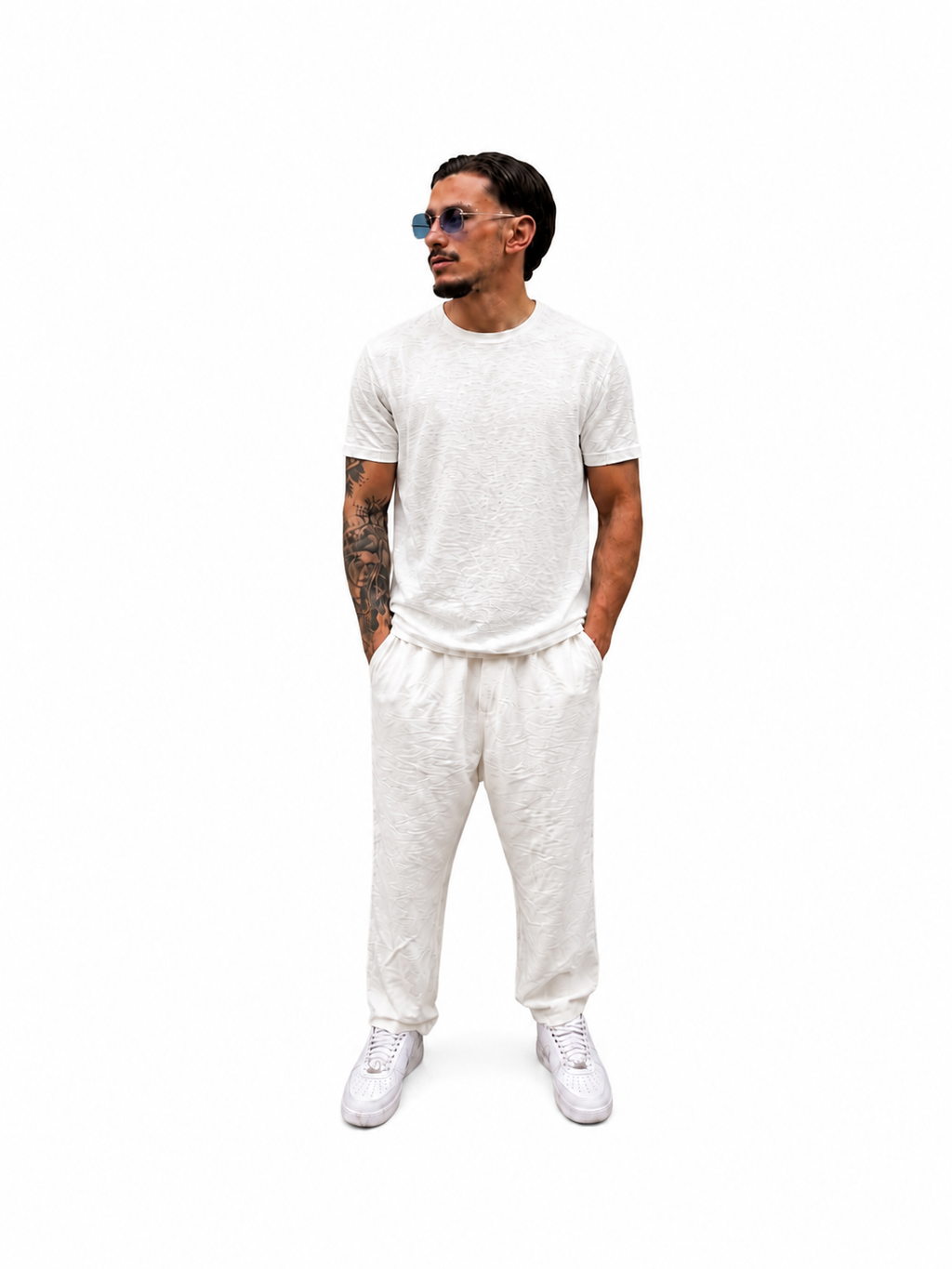 Men's White Slim Fit Knit Sweater | Lightweight Premium T-Shirt | IMPERSONAL