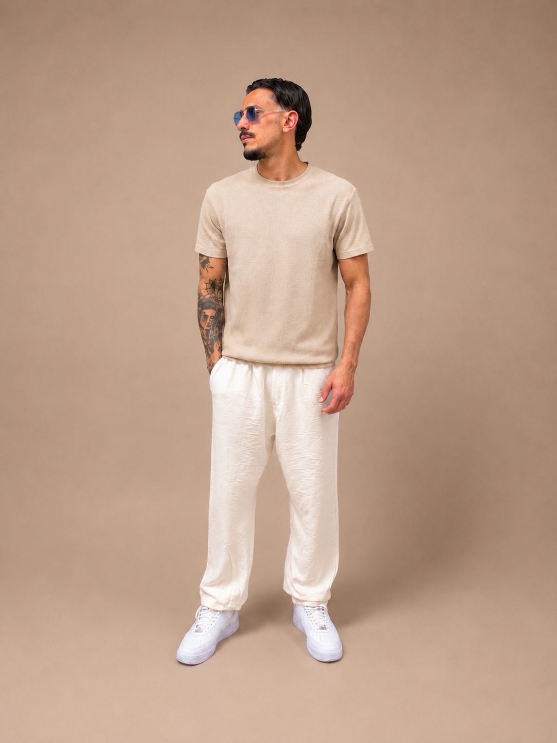 Maglia a Filo Beige Slim Fit Uomo | T-Shirt Leggera Premium | IMPERSONAL