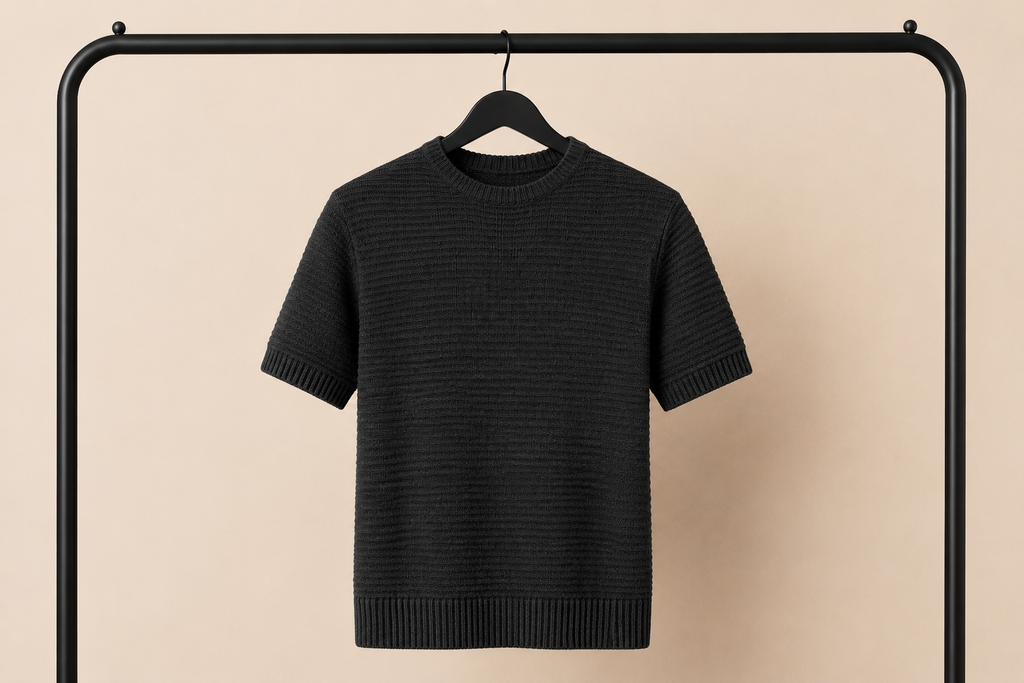 T-Shirt Nera a Maniche Corte 50% Cotone 50% Acrilico – Essential Streetwear | IMPERSONAL