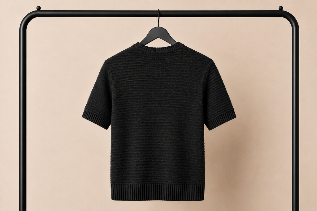 T-Shirt Nera a Maniche Corte 50% Cotone 50% Acrilico – Essential Streetwear | IMPERSONAL