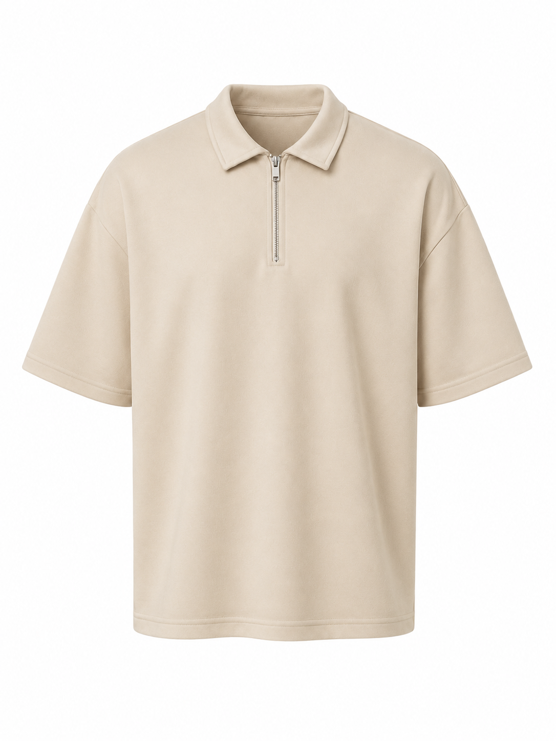 Polo Oversize Bianca/Beige/Nera 1/2 Zip Uomo | Stile Casual Streetwear | IMPERSONAL