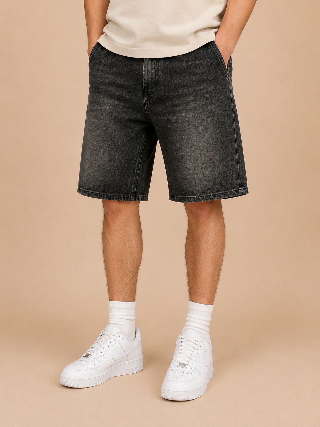 Bermuda IMPERSONAL Skate Oversize Grigio Scuro  – Fit Largo Streetwear Uomo