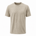 Men's Beige Slim Fit Knit T-Shirt | Premium Lightweight Tee | IMPERSONAL