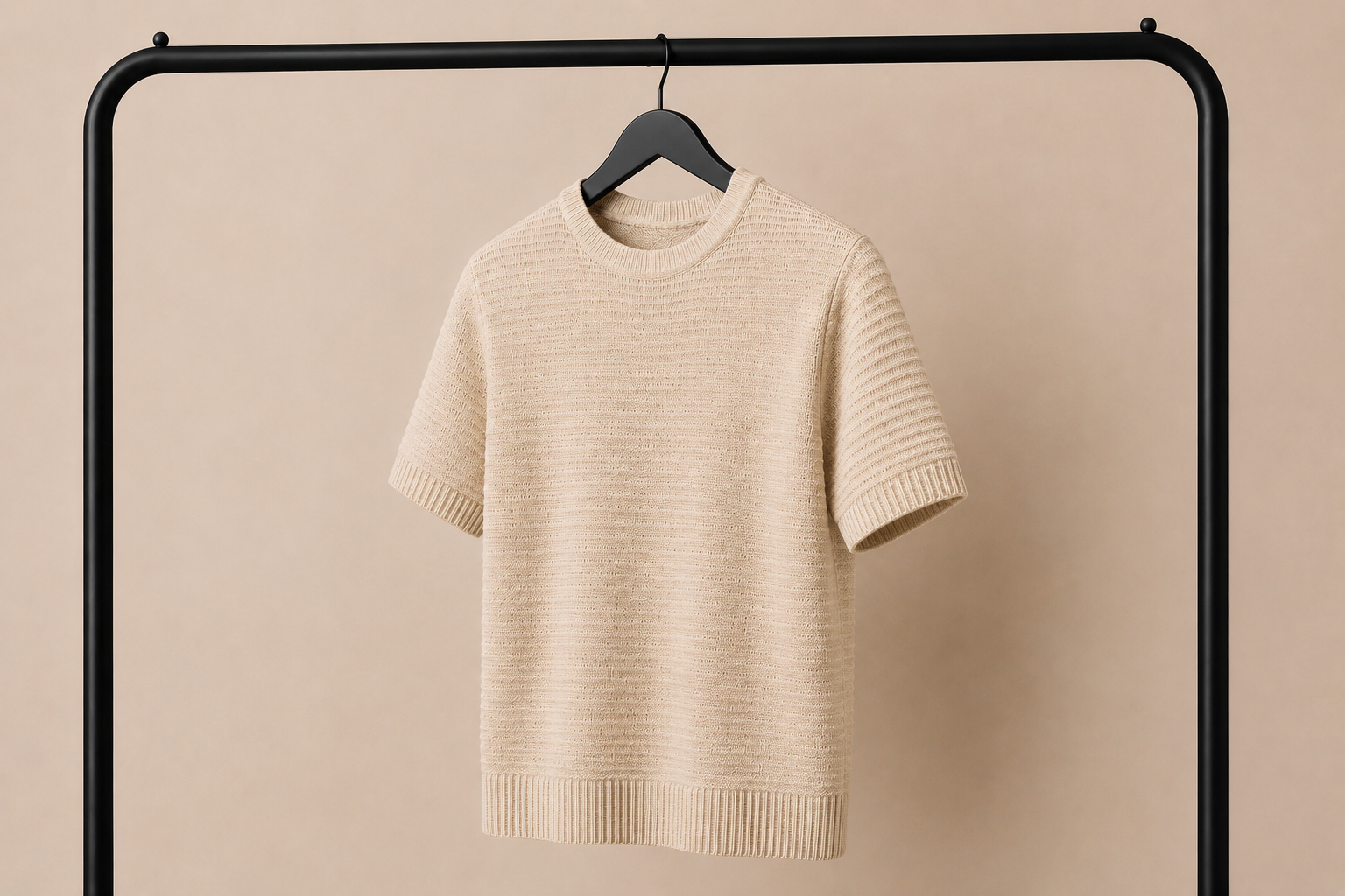 T-Shirt Beige a Maniche Corte 50% Cotone 50% Acrilico – Comfort e Stile Casual | IMPERSONAL