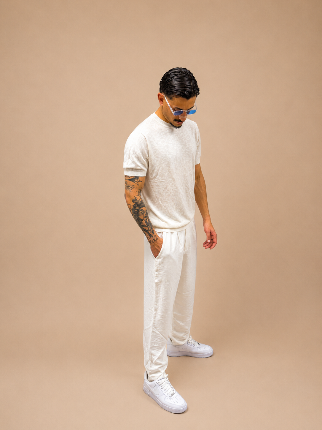Maglia a Filo Bianca Slim Fit Uomo | T-Shirt Leggera Premium | IMPERSONAL