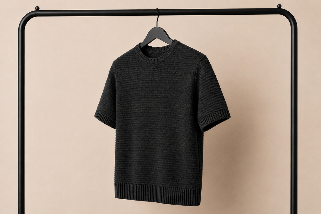 T-Shirt Nera a Maniche Corte 50% Cotone 50% Acrilico – Essential Streetwear | IMPERSONAL