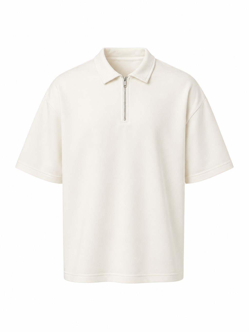 Polo Oversize Bianca/Beige/Nera 1/2 Zip Uomo | Stile Casual Streetwear | IMPERSONAL