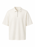 Polo Oversize Bianca/Beige/Nera 1/2 Zip Uomo | Stile Casual Streetwear | IMPERSONAL