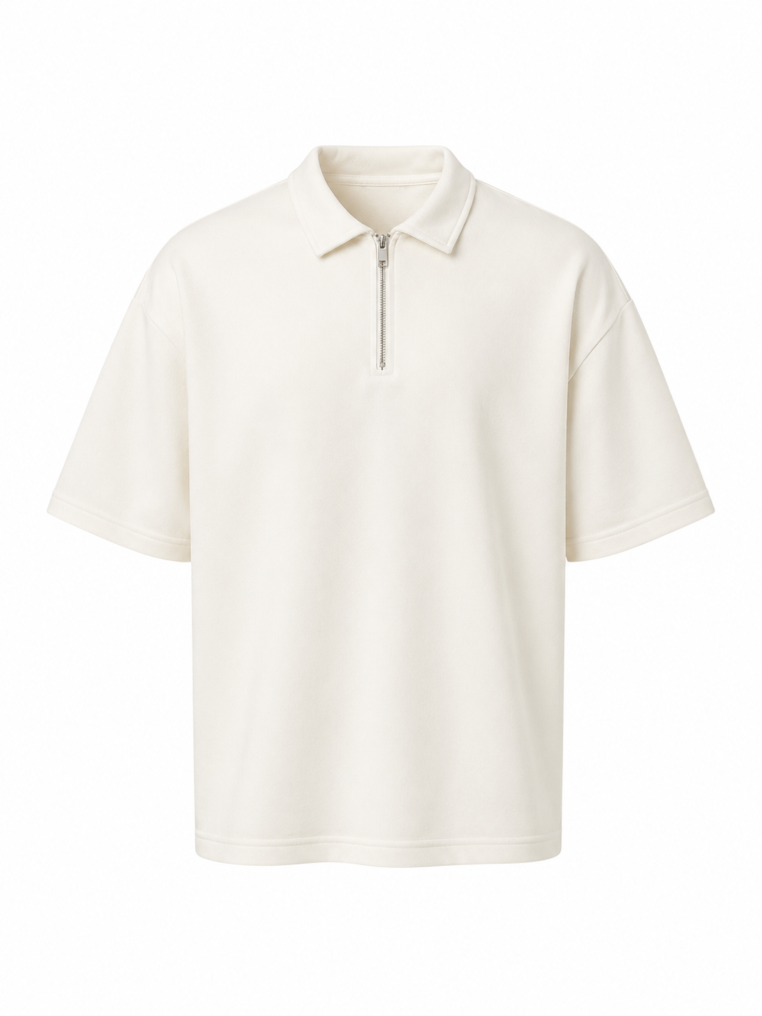 Polo Oversize Bianca/Beige/Nera 1/2 Zip Uomo | Stile Casual Streetwear | IMPERSONAL