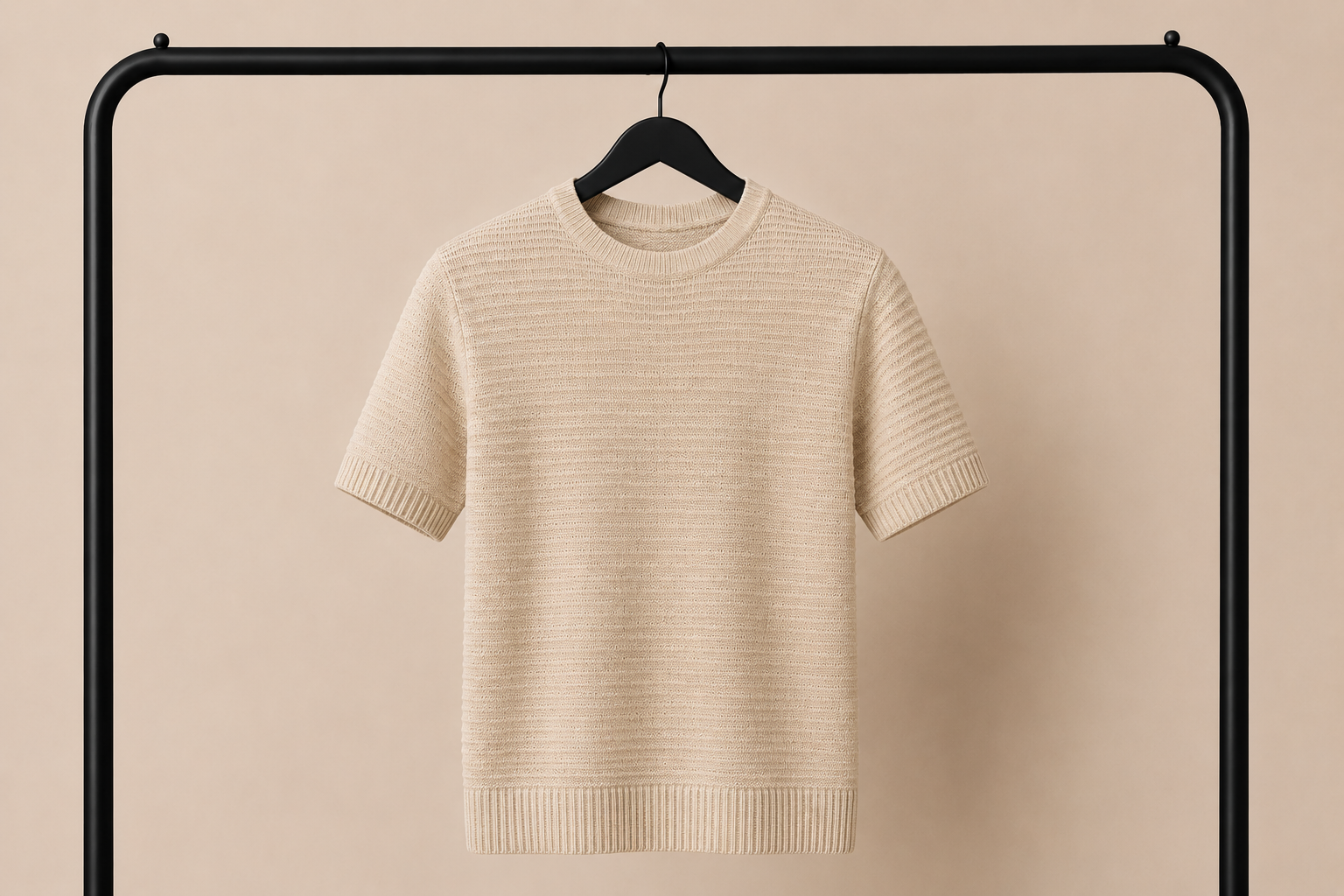 T-Shirt Beige a Maniche Corte 50% Cotone 50% Acrilico – Comfort e Stile Casual | IMPERSONAL