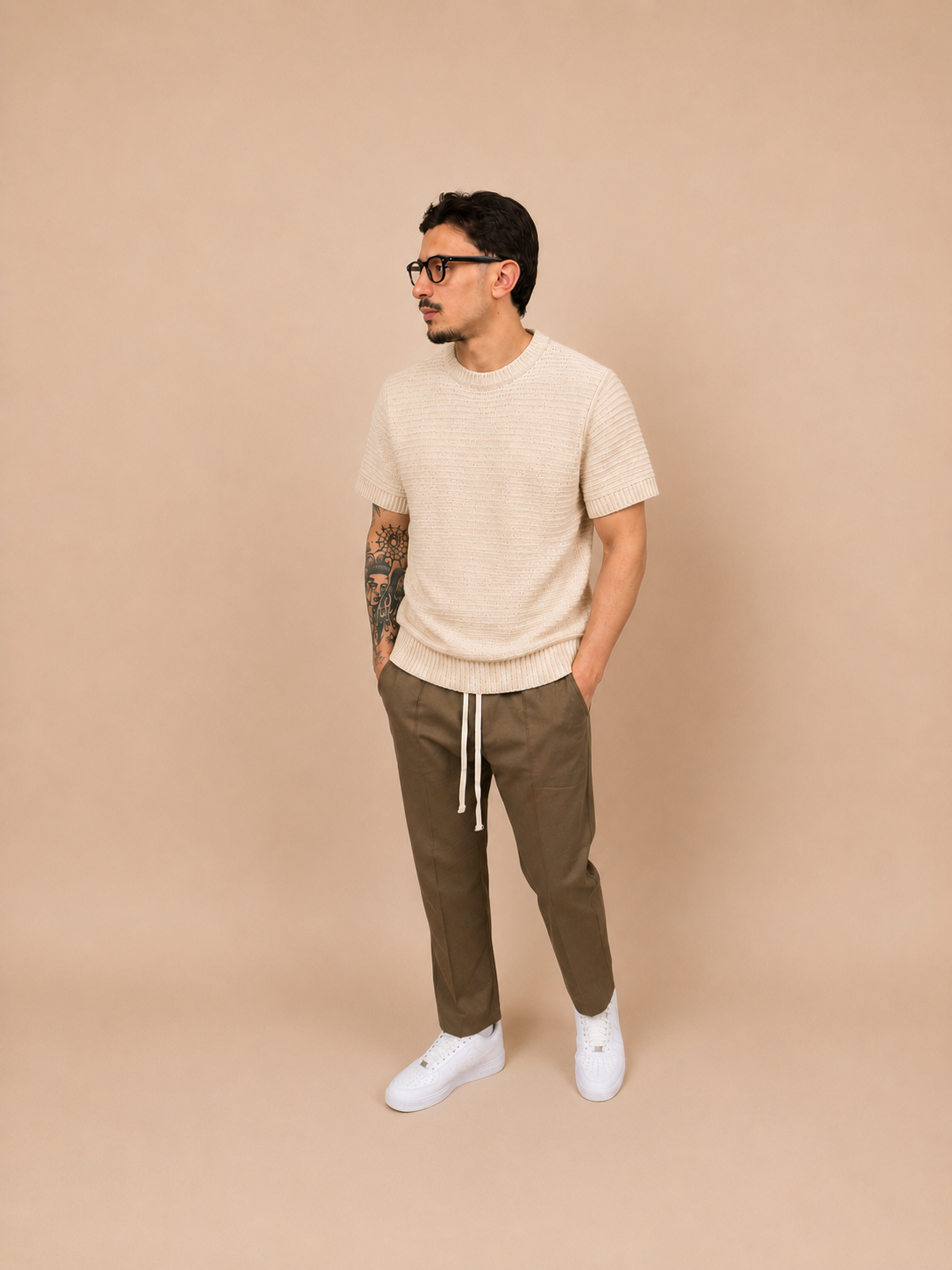 T-Shirt Beige a Maniche Corte 50% Cotone 50% Acrilico – Comfort e Stile Casual | IMPERSONAL