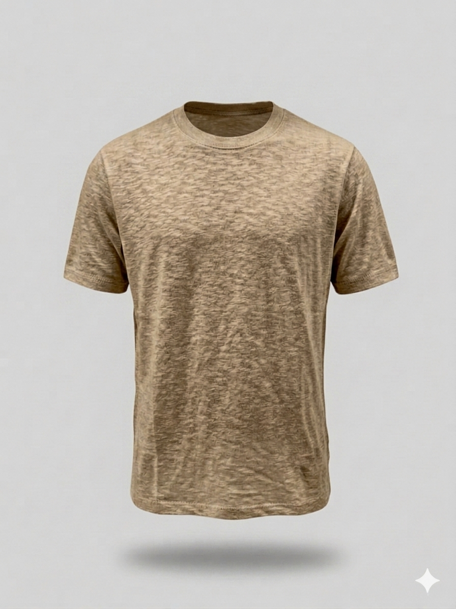 T-Shirt Beige a Maniche Corte Traspirante