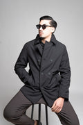 Trench Uomo Nero Doppiopetto | IMPERSONAL